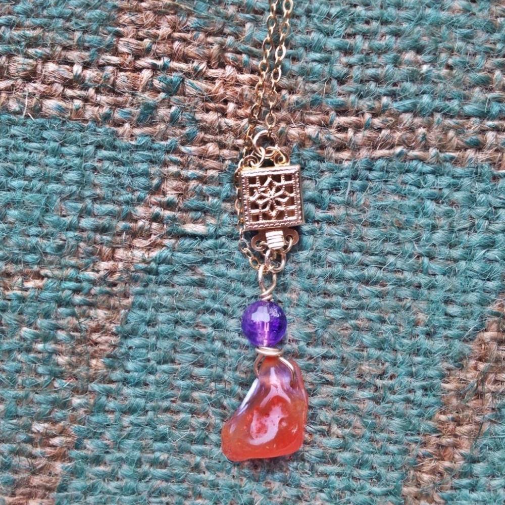 ✨Lake Superior Agate Healing Crystal Necklace: Spilled Milk Agate Talisman✨